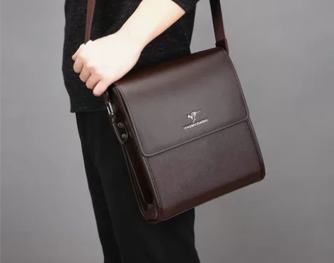 FENGBAODAISHU男士真牛皮斜挎单...