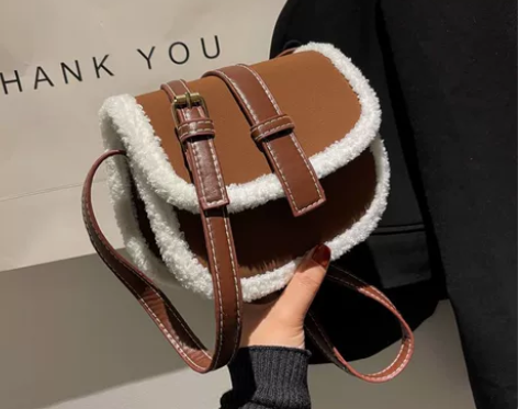 复古毛毛包包女新款潮网红羊羔毛马鞍包百搭i...