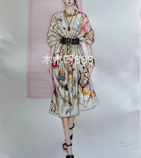 服装效果图（马克笔、水彩、电绘）+款式图代...
