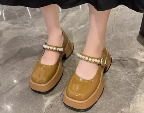 厚底玛丽珍鞋女夏季法式方头单鞋时尚百搭温柔...