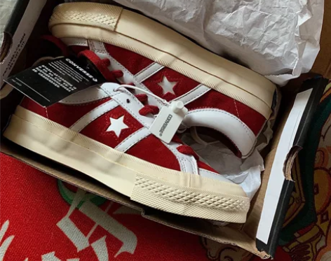 匡威one star 白红低帮帆布鞋36码...