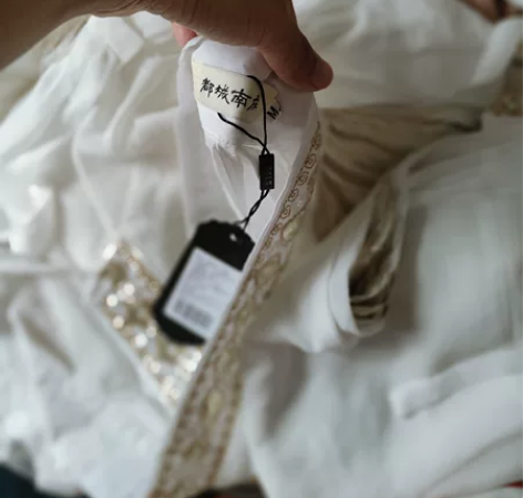 都城南庄汉服雀翎仙交领齐腰襦裙广袖绣花白色...