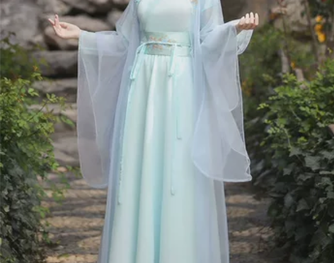 全新 汉服女中国风仙气古风飘逸蓝色古装秋冬...