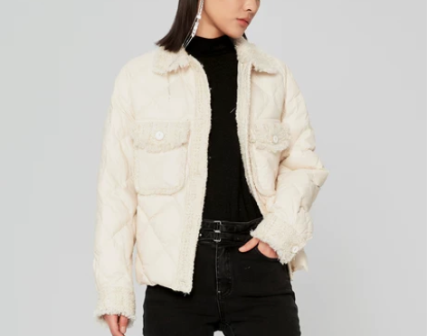 Z11女装22年冬季新款小香风粗花呢拼接白...