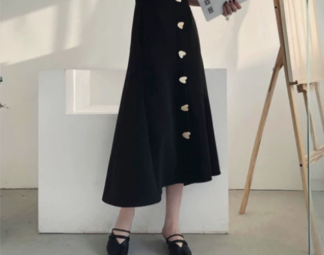 2018夏装新款女装chic高腰A字裙长裙...