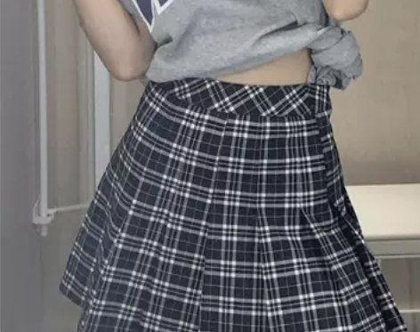 夸爆这条泫雅裙●少女感の学院风格子高腰百褶...