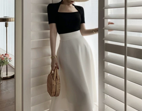 法式遮胯高腰洋气赫本风伞裙女2021夏季新...