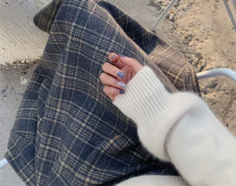 清仓捡漏~大牌女装店撤柜尾货 毛呢格子半身...