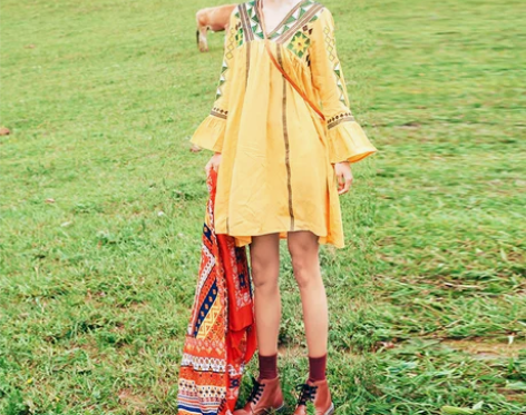 青海湖旅游裙子云南大理民族风连衣裙丽江刺绣...