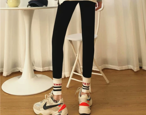 灰色运动打底裤女外穿纯棉春秋高腰瘦腿网红螺...