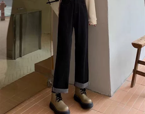 新款高腰显瘦直筒阔腿裤 s m l xl