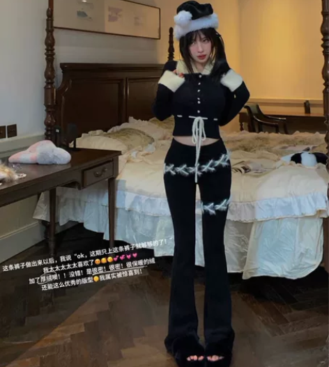 FunnJ方几 暖炉瘦瘦裤高腰直筒灯芯绒加...