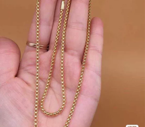 【收来欧洲回流男款18k 方形环环相扣鎏金...