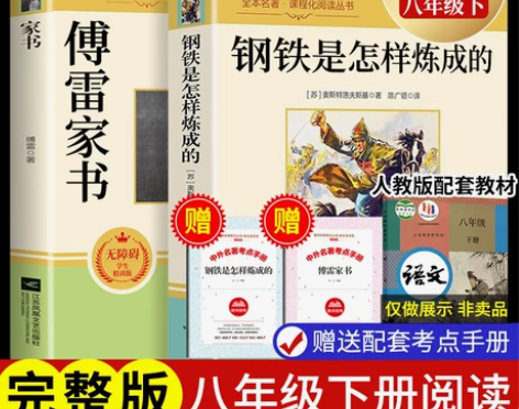 全套2本 钢铁是怎样炼成的傅雷家书八年级下...