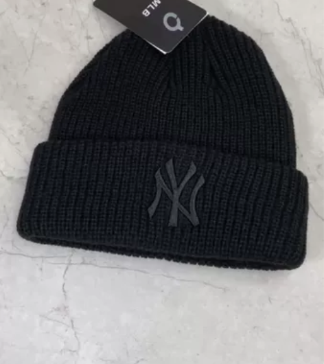 MLB/NY针织男女秋冬季潮百搭毛线帽瓜皮...
