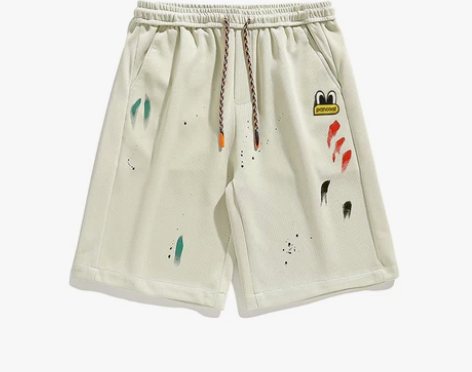 PANCOAT 潮流原创涂鸦短裤男宽松学生...