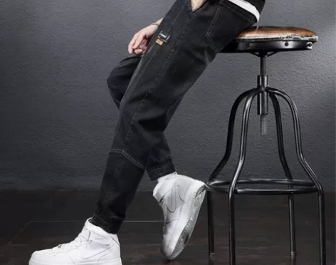 牛仔裤男士新款休闲哈伦束脚裤韩版潮流弹力松...