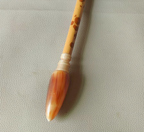 珍藏精品红湘妃笔杆 全牛角精工镶嵌， 好工...