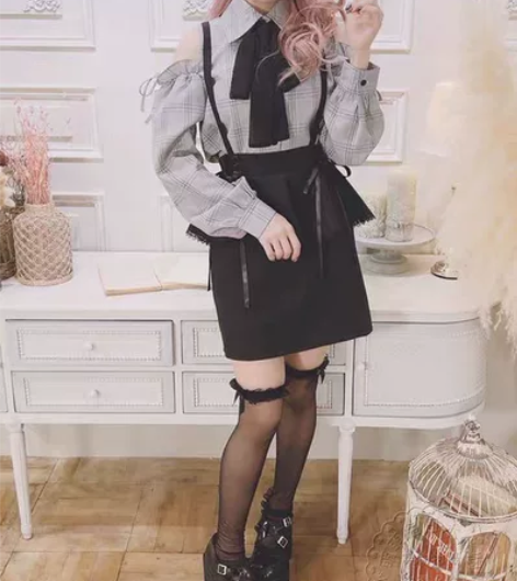 【限时降价】MARS 正品背带齐全背带裙黑...