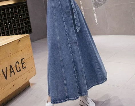 牛仔半身裙女装2022新款潮时尚高腰中长款...