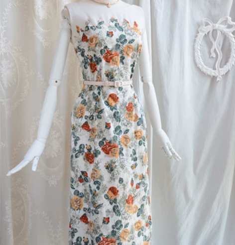 Vintage1950s玫瑰铅笔裙 尺寸：...