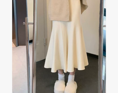 ?【狂欢价】白色针织鱼尾裙半身裙女秋冬季坠...