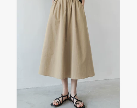 纯色半身裙女文艺复古伞裙新品夏赫本风中长款...