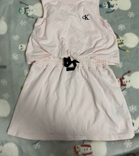 CK Jeans粉色假两件式连衣裙5岁女童...