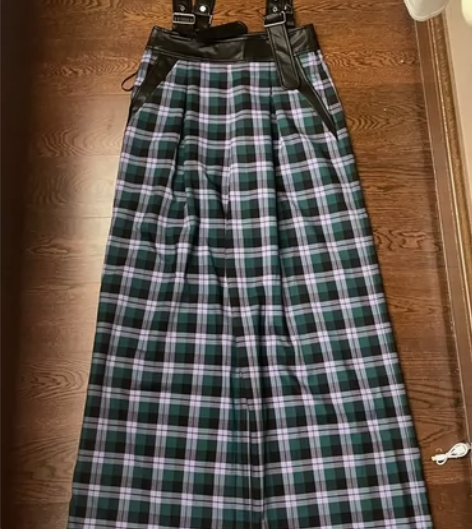 女士格子背带裤连体裤 服装公司内购设计样衣...
