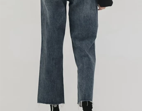 梨形身材裤子女新款chic胖mm高腰直筒宽...