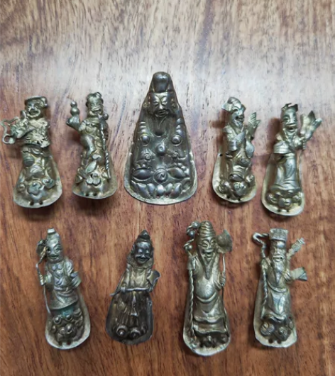 清代银八仙，工艺非常好，厚实鎏金足，开脸漂...