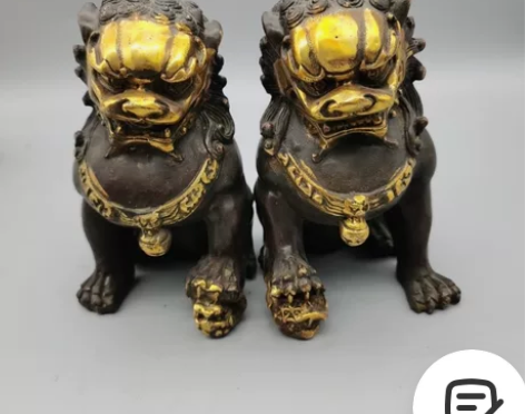 古玩铜器收藏，紫铜鎏金狮子 古玩铜器收藏，...
