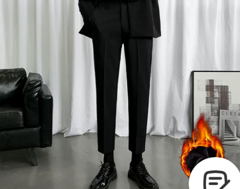 【春节不打烊】加绒小西裤男秋冬季垂感直筒宽...