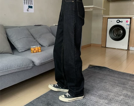 牛仔裤直筒chic2020年新款韩版宽松黑...