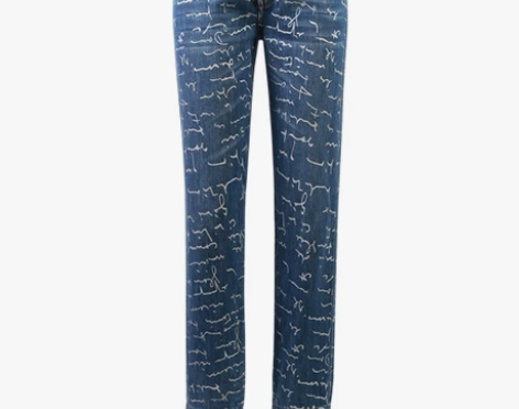 全新无吊牌H BRAND减龄银字印花牛仔裤...