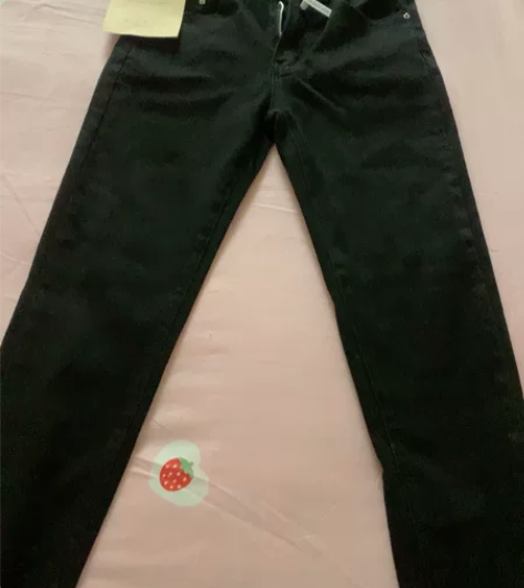 黑色直筒牛仔裤 实体店购入 S码有弹力 全...