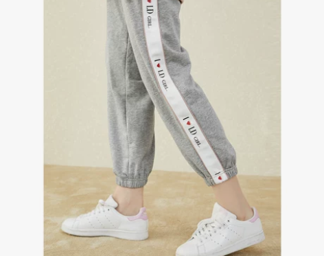 乐町松紧复古港味风裤子2018秋新款女宽松...