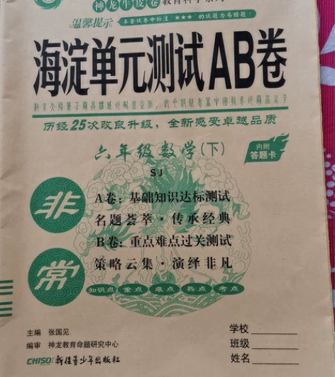 海淀单元测试ab卷六年级下册数学人教版小学...