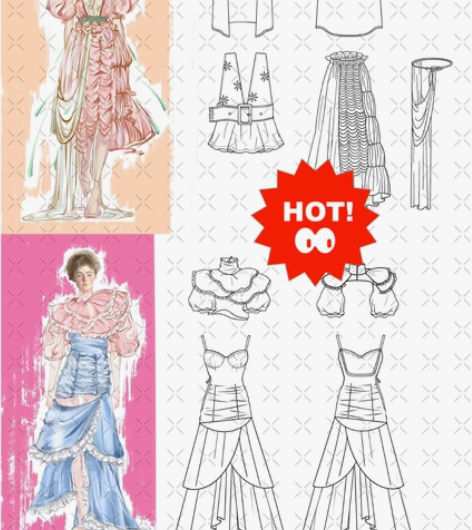 服装效果图、款式图设计，发原图，可修改，以...