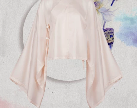 ?都城南庄汉服原创竹丝棉白色浅肉色中衣交领...