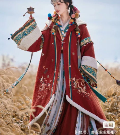 七月夕汉服 玄女 交领上袄改良绣花短背子印...