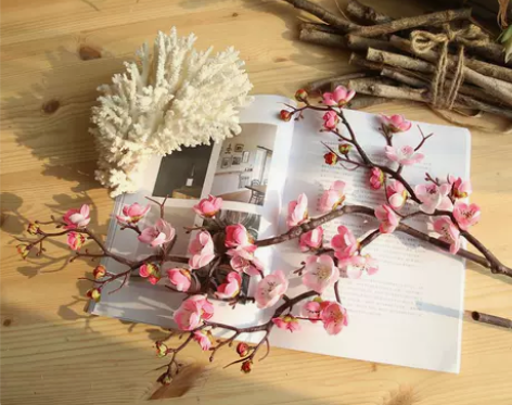 中式装饰腊梅树枝仿真梅花枝桃花 软装插花艺...