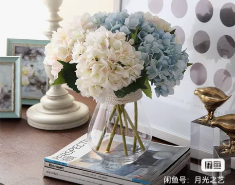 饰美家欧式现代绣球花仿真花束套装插花卧室摆...