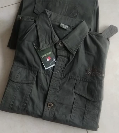 夏季纯棉劳保工作服长短袖套装迷彩服薄款保安...