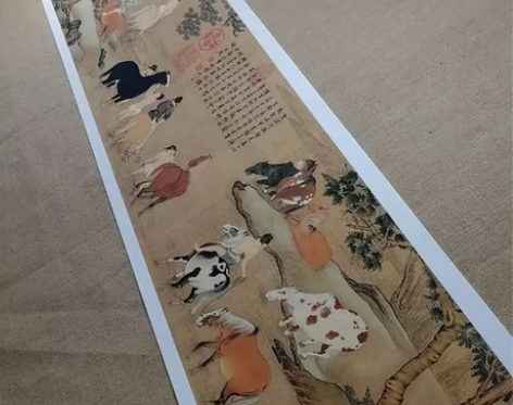 赵孟頫浴马图仿古马兽国画高清字画复制品厚宣...