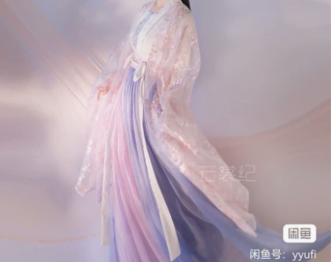 东月棠原云裳纪春樱 紫蓝齐腰六米摆，大袖上...