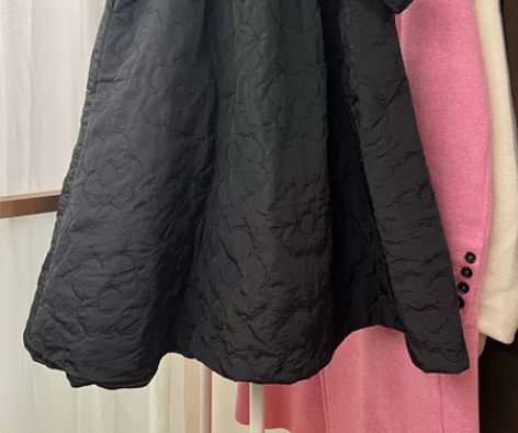 设计感复古伞裙重工花朵刺绣薄棉加厚a字蓬蓬...