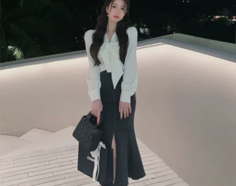 鱼尾裙半身裙2022春季新款牛仔裙不规则高...