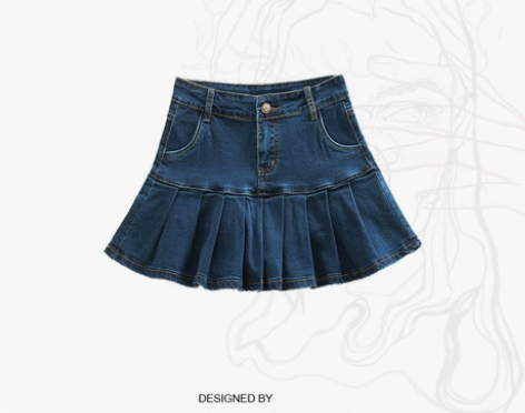 ?美式校园风ins时尚鱼尾裙弹力可爱辣妹牛...