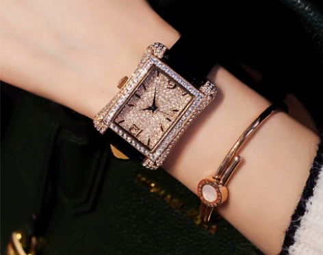 新款 奢华满天星女士手表 时尚高端钻表 防...